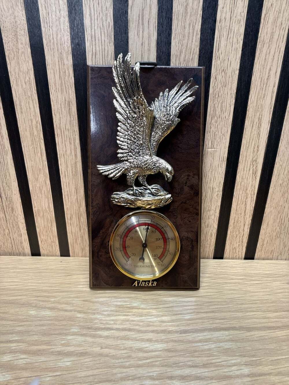 Vintage A&P Alaska Souvenir Wall Thermometer with Eagle Plaque